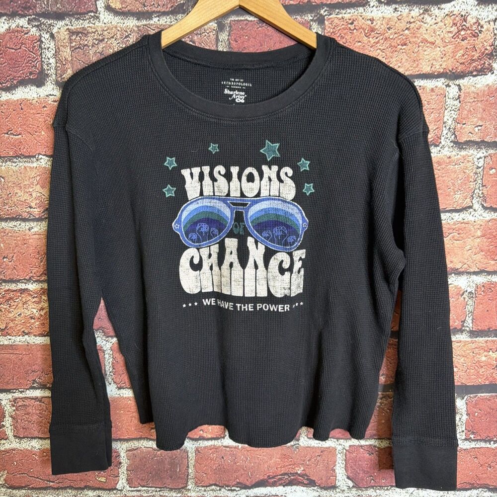 Art of Anthropologie Sharlene Artsy Thermal Shirt Mens Small Black Gray Visions